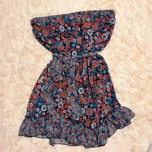 Torrid Strapless Floral Ruffle Hem Dress Size 3 Boho Print - Picture 1 of 5